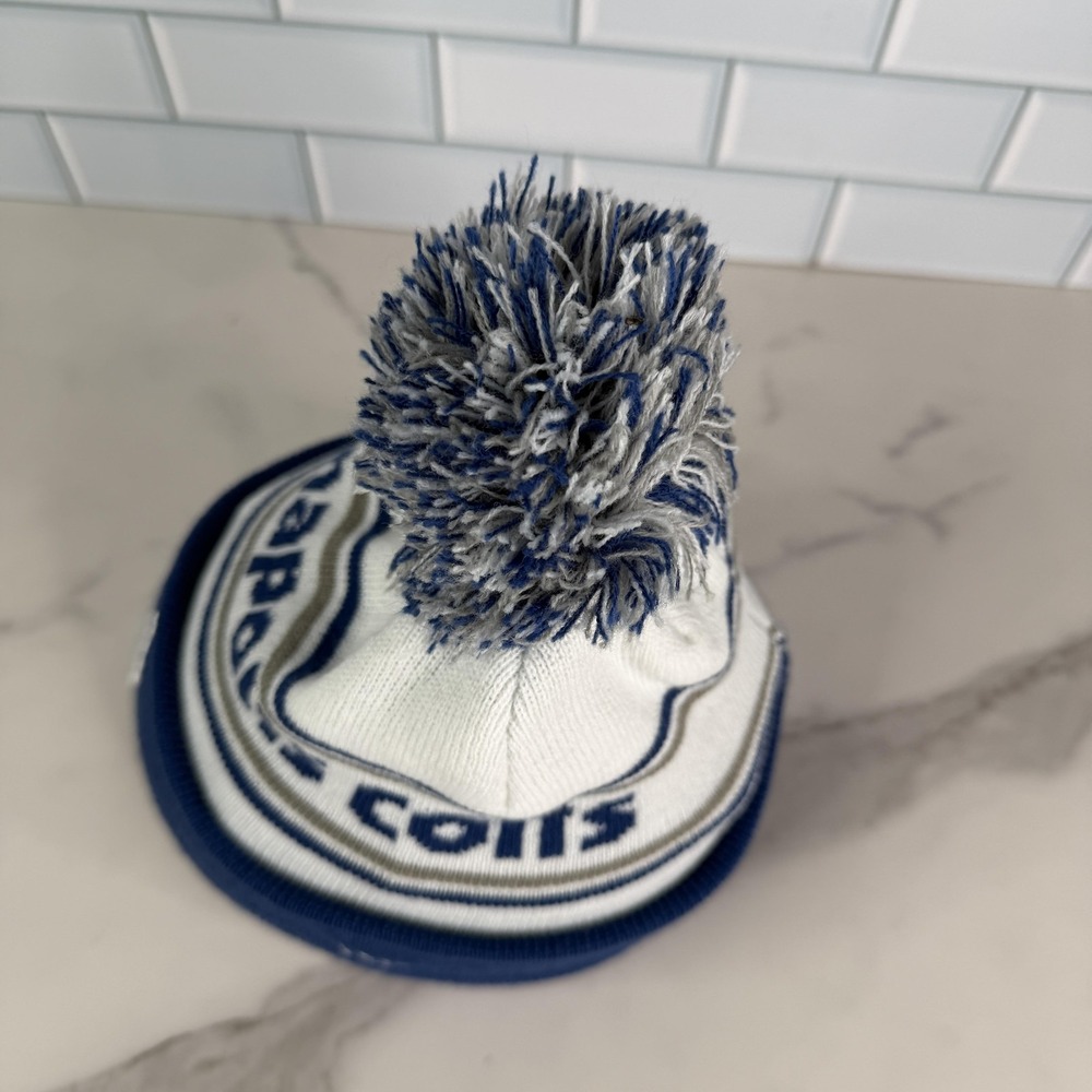 Indianapolis Colts Hat Beanie Mens Blue NFL Football Pom Knit Cuffed New Era - Picture 7 of 11